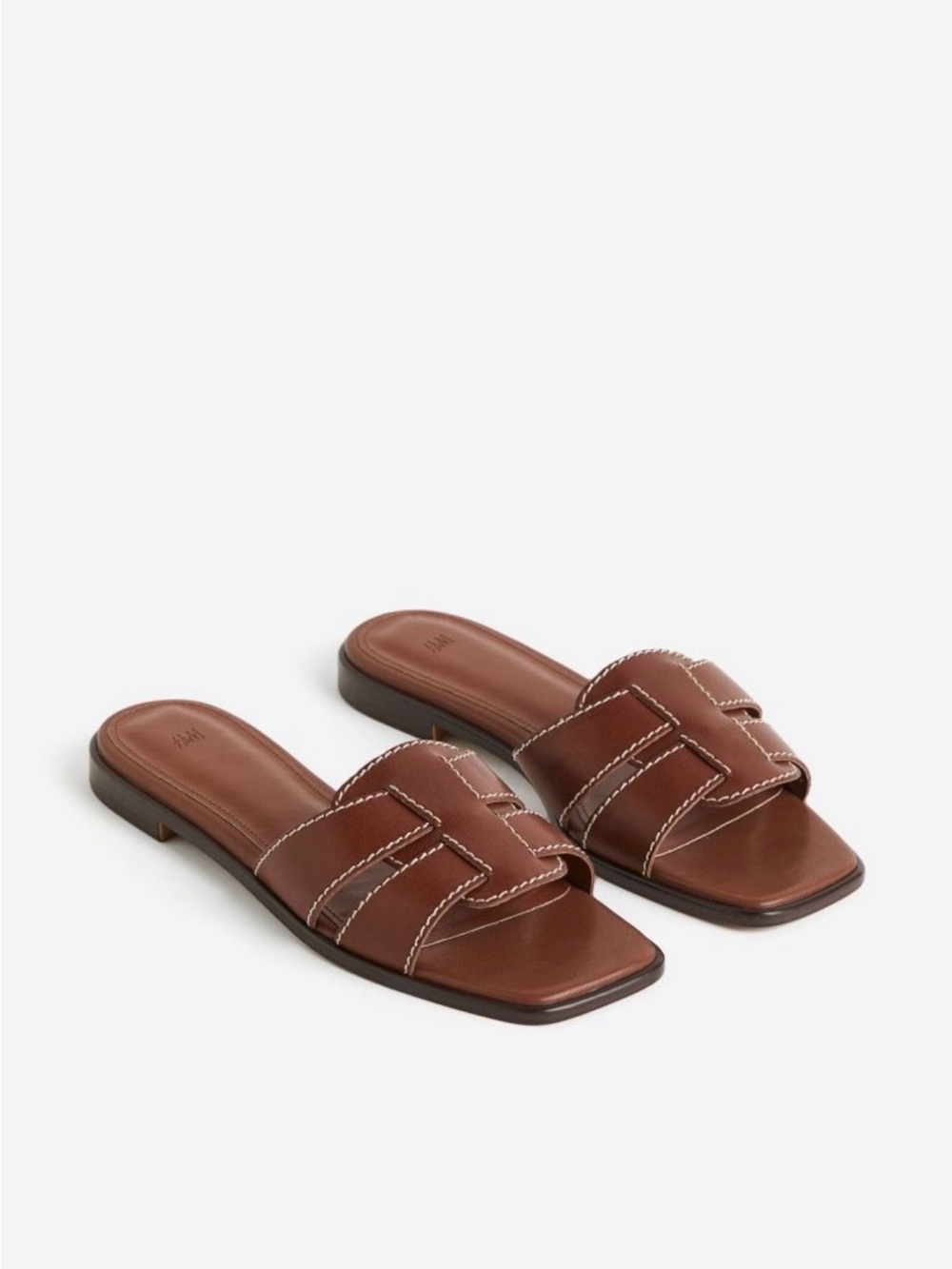 H&M Brown Woven Strap Vegan Leather Slide Sandals Size 6